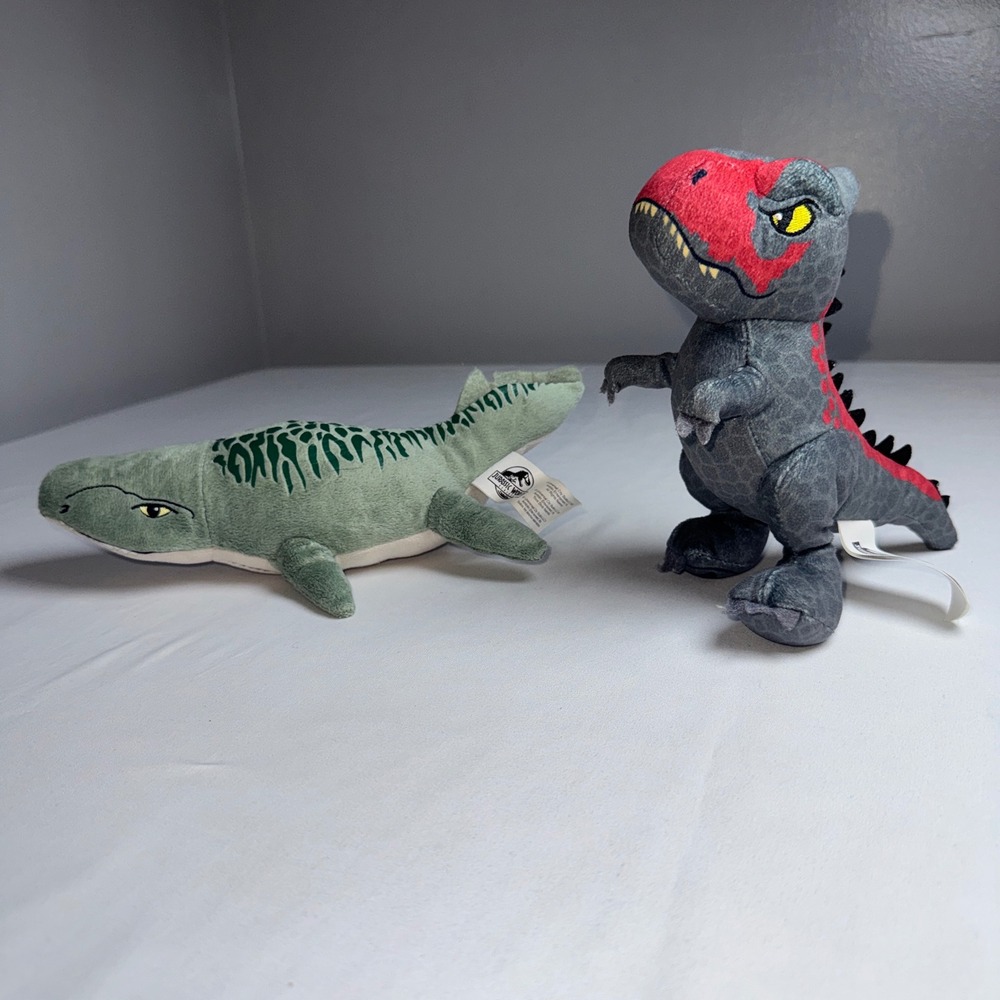 Jurassic World Plush Set Mosasaurus & Carnotaurus Dinosaur Toys